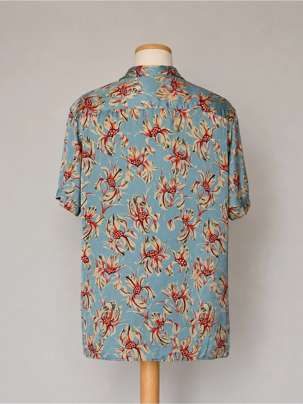 Zara Man Slim Fit Floral Camp Collar Shirt Blue Red Floral Hawaiian Button Down